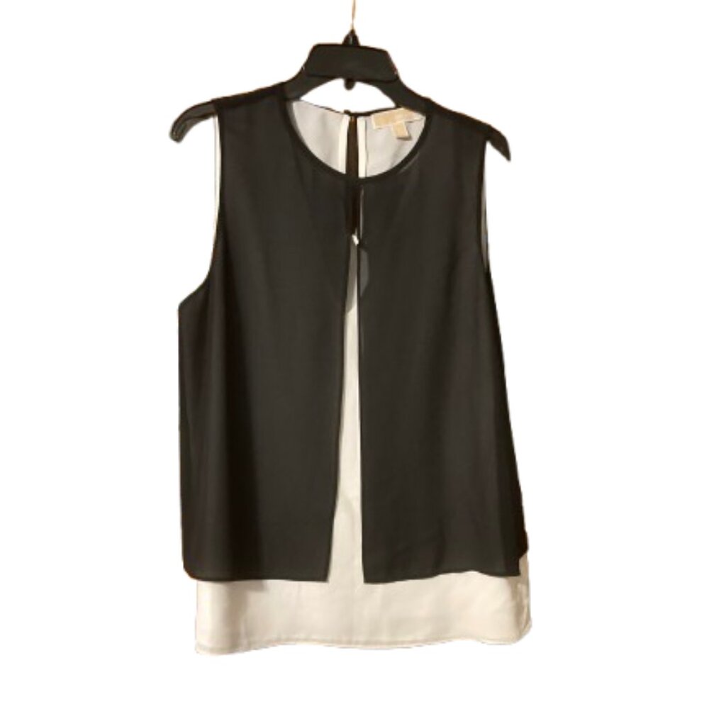 Michael Kors Black & White Double-Layer  Tank Top